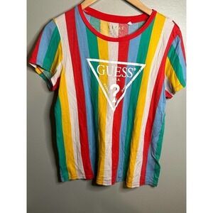 GUESS Striped Multicolor T-Shirt -‎ Size Medium